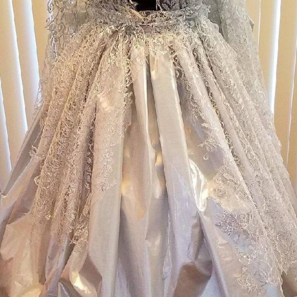 RAJATA Silver Lace & Lame' Nymph Wedding Ballgown - Picture 2 of 8